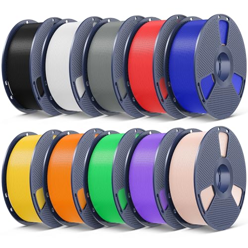 Image of SUNLU PETG Filament 1.75mm 10KG Bundle,Individually Vacuum-Sealed,3D Printer Filament 1kg per Spool,10 Pack,10 Colors,Black+White+Grey+Red+Klein Blue+Yellow+Sunny Orange+Green+Lavender Purple+Beige