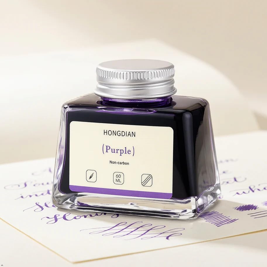 Image of HONGDIAN, Ink Bottle - Non Carbon | Purple | 60ml Premium Writing Ink.