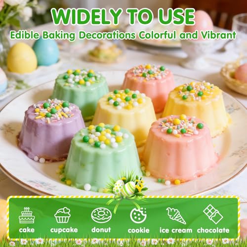 Image of Green Nonpareils Sprinkle,Edible Spring Sprinkles for Cake Decorating,Green Yellow and White Mini Pearls Mix,130g /4.58oz,Baking Candy Decorations,Soccer Cupcake Toppers,Cookie Donuts Ice Cream Dessert,Match Viewing Events Birthday Celebration Supplies Party Supplies