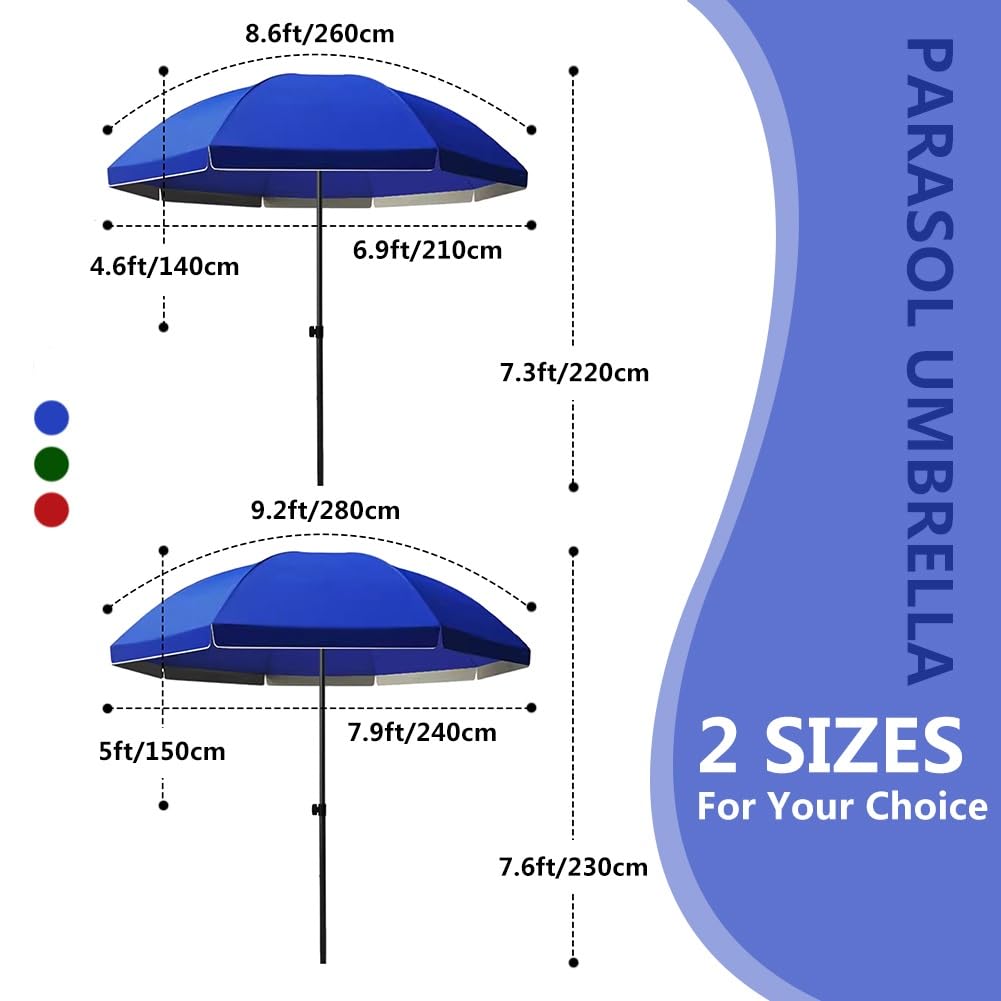 Ombrellone da esterno per patio, ideale per piscina, spiaggia, giardino, con 4 altezze regolabili e struttura a 3 strati.