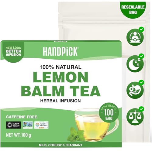 HANDPICK Lemon Balm Tea Bags 100 Count