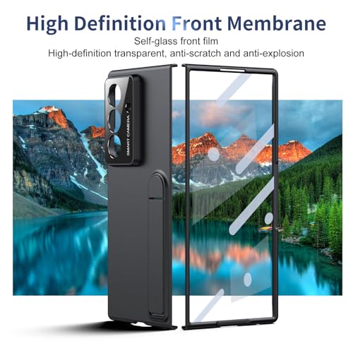 Image of amazon basics for Samsung Galaxy Z Fold 6 Case with Kickstand, [Compatible with Magsafe], Integrated Hinge Protection, Slim Fit Back Cover - Black