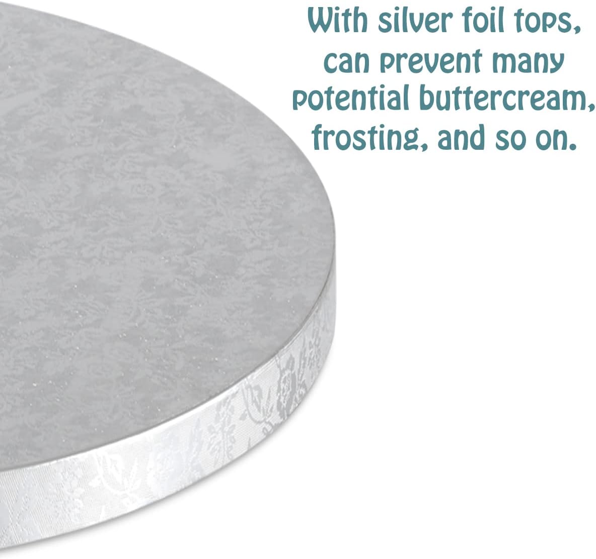 Silver Cake Drum Round 16 Inch Cake Boards with 1/2-Inch Thick Smooth Edges for Multi Tiered Birthday Wedding Party Cake Drums Board