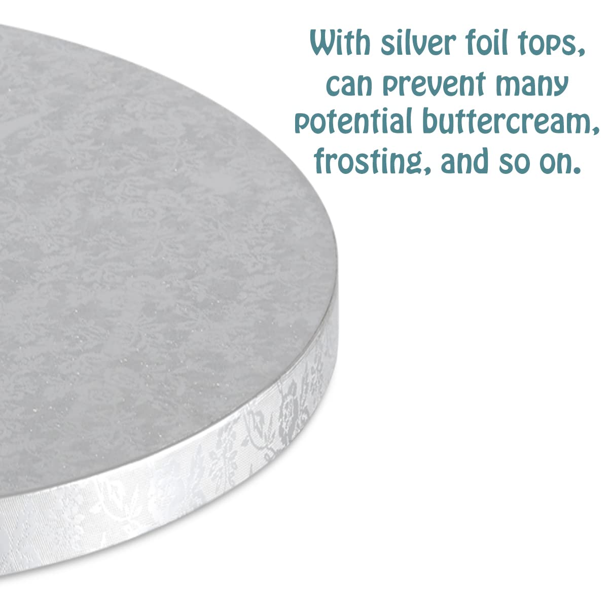 4 Piatti Per Torta Rotondi In Argento 30.5 Cm – Base Tamburo Spessa 1/2 Pollice Con Bordi Lisci, Professionali Per Torte A Strati