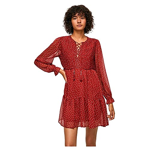 Pepe Jeans Damen Eleonora Dress, Red (Burnt Red), M