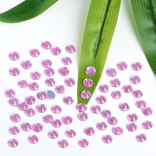 Image of Bymitel Hotfix Crystal Rhinestones Round Gems Iron on DIY Jewelry Making Flat Back for Crafts,Lt. Rose, 1.3mm(SS3 /2880pcs)