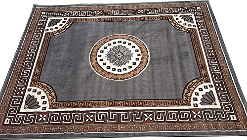 Image of ULDASTA Carpet 6x8 Feet Soft Durable Area Rug Grey Design Non-Slip Stain Resistant Living Room Bedroom Office