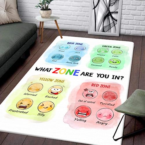 ZBIGTEE Colorful Classroom Decor, Mental Health, Teacher Rugs for Classroom, Play Room Rugs Educational 2x3 3x5 4x6 5x8 Non Skid Class Play Mat for Girl Boy, Back to School Decoration