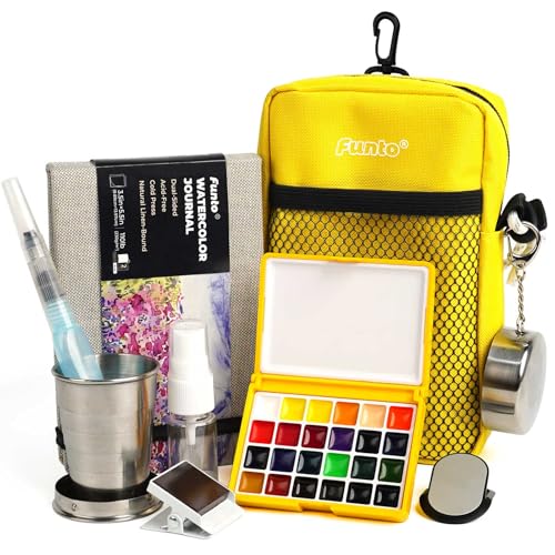 Image of Funto Watercolor Paint Set, 24-Color Yellow Kit for Urban Sketching