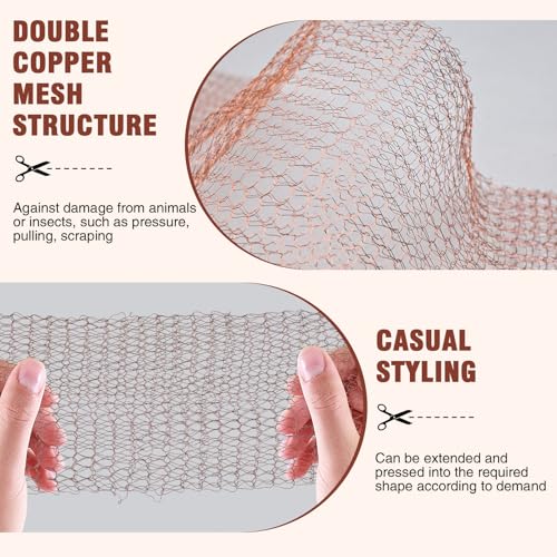 Kupferband Gegen Schnecken 6m, Schneckenschutz Kupferband Wird mit Handschuhen Geliefert, Kupfernetz Zaun Anti Nacktschnecken Abwehr, Kommt mit Schere, Schaufel, für Maus, Nager, Vögel