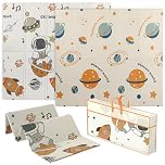 AIYAPLAY Baby Play Mat Double Sided, Foldable & Reversible Activity Playmat, Waterproof Kids Foam Crawling Mat for Outdoor Indoor Playtime Picnics, 196 x 176 x 1.5cm, Astronaut & Planet Theme