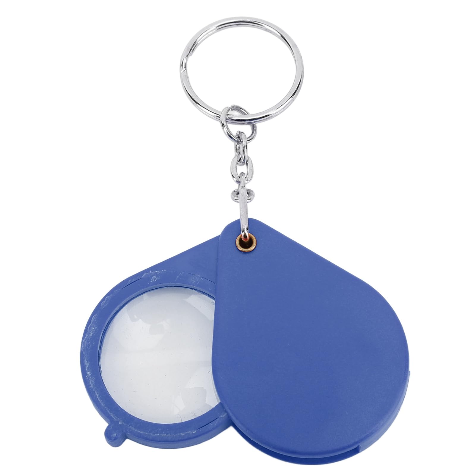 Mini Magnifying Glass, 10X Versatile Folding Portable Magnifying Glass Keychain for Outdoor (Blue)