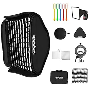 GODOX 24x24inch / 60x60cm Foldable Softbox & Grid with Godox S2 S-Type Speedlite Bracket Bowens Mount and Carrying Case for Godox V1 AD200Pro AD400Pro AD200 V860II TT685 TT600 Series and other Flashes