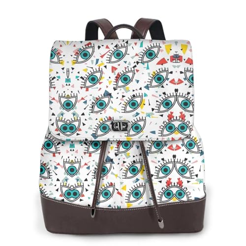 Sac à dos en cuir pour femme Eyes Printing cadeau