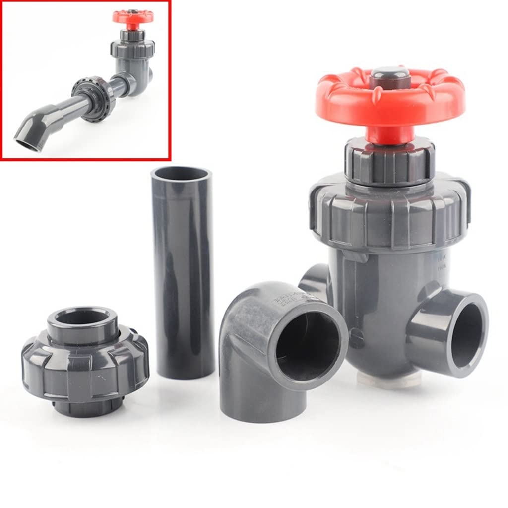 conexión rápida de la válvula de Bola, Aquarium Fish Tank Water Supply Drain Kit Sewer Pipe Fittings, For Garden Irrigation System PVC Ball Valve Water Connector Set(32mm Set)