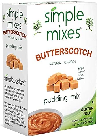 Simple Mixes Natural Instant Pudding Mix, Butterscotch, 3.4 Ounce, Pack of 6
