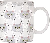 Vista 10 de Adorable taza de café de cerámica con diseño de raza de gato con diseño de rombos de 11 oz (Tuxedo)