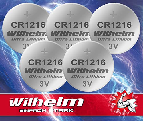5 x CR1216 CR 1216 WILHELM Lithium Knopfzelle 3V 26 mAh ø12 x 1,6 mm Batterie DL1216