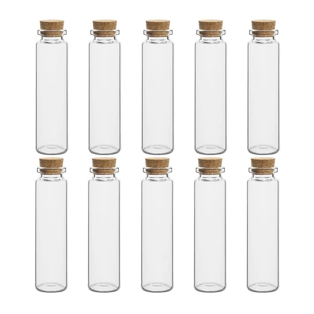 Loacea Glass Vial Small Glass Bottles DIY Craft Jars 5-20ml, Cork Stoppers Drifting Flawless Touch for Party 10pcs(20ml)