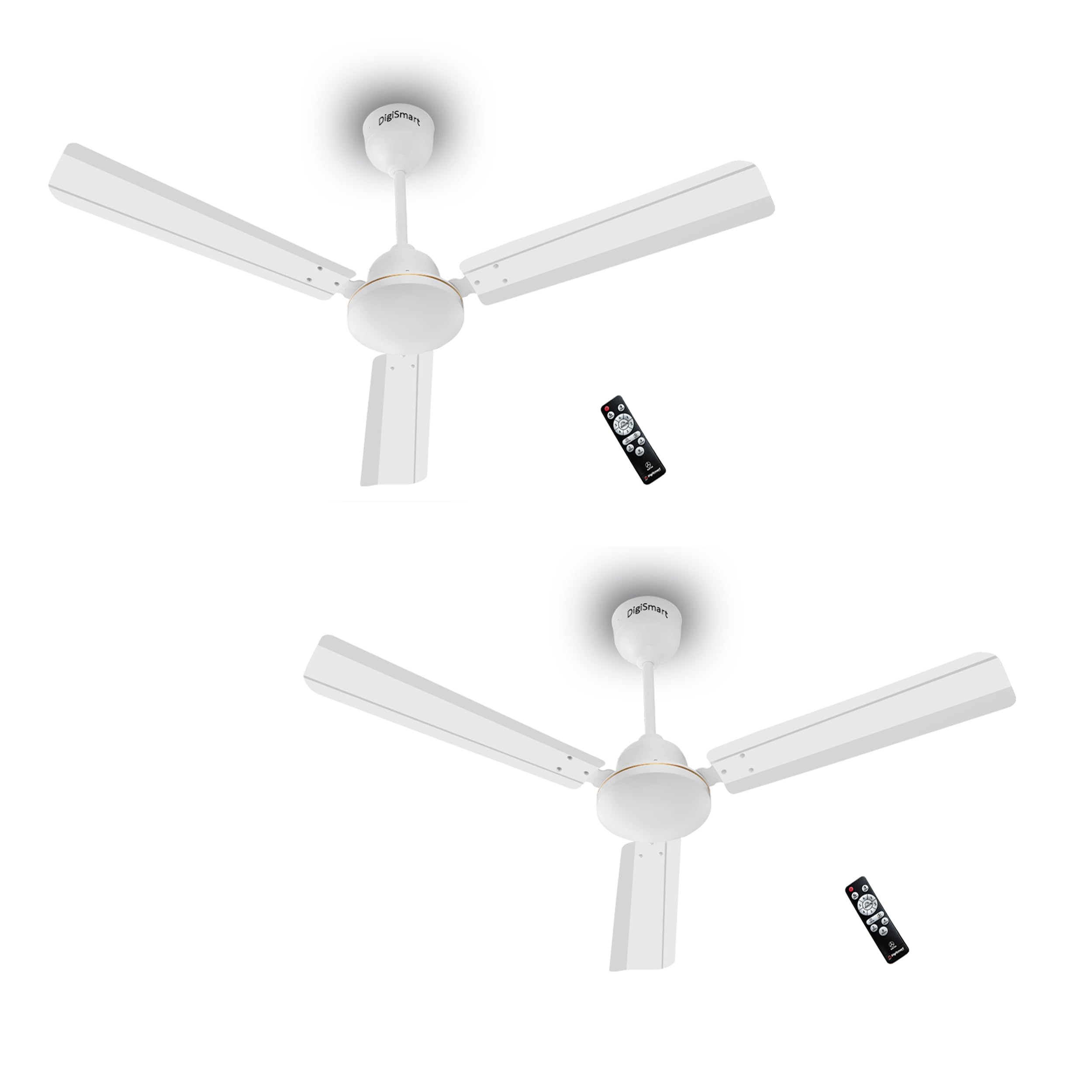 DIGISMART Storm BLDC Ceiling Fan with Remote, 28W Energy Efficient, 225 CMM Air Delivery, 65% Power Saving, Low Noise, Reverse Mode, Smart Memory, 3 Blade Ceiling Fan 5 Year Warranty Pack of 2 (White)