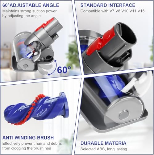 Mini Elektrobürste Haardüse kompatibel mit Dyson V7 V8 V10 V11 V15, Anti Verwicklungs Aufsatz Ersatzteile Turbinendüse, Staubsauger Bürste für Tierhaare Sofa Autositze Teppich Matratzen