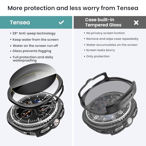 Image of Tensea [5+5Pack for Samsung Galaxy Watch 8 Classic Screen Protector Case 46mm Accessories, Hard PC Bumper /HD Anti-Fog Tempered Glass Protective Film, Face Cover Set for Women Men