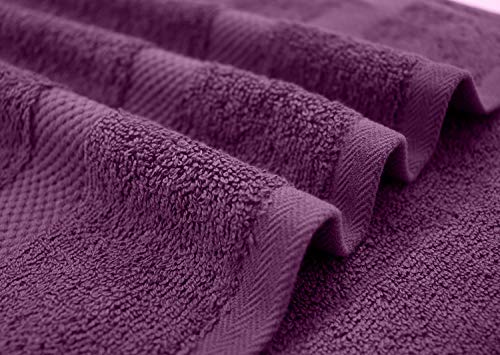 Image of DAN RIVER Bath Towels Set of 4, 27 x 54 Inches, 100% Cotton, Larger & Lighter Weight, Quicker to Dry, Super Soft and Absorbent, Ideal Quick Dry Bath Towel for Daily Use, Purple