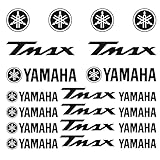 FACIL COLOCACIÓN KIT 20 YAMAHA MOTO TMAX PEGATINA VINILO ADHESIVO STICKER DECAL T MAX LOGO PACK (Negro)