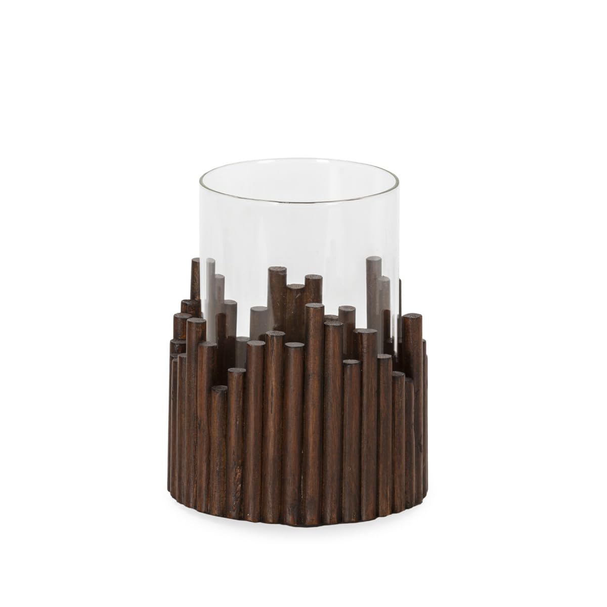Candelabre bois marron 13x13x16 contre courants air et coulures