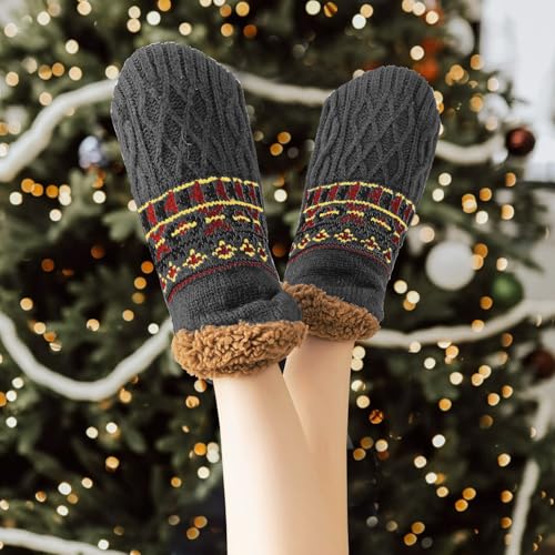 Image of Fluffy Fuzzy Slipper Socks with Grips for Women & Men for House | Unisex, Non-Slip, Thick Fleece Lined, Warm, Cozy, Sleeping, Winter, Cold Weather, Indoor Floor