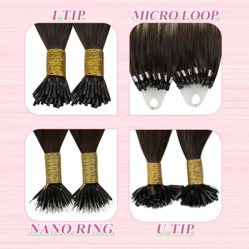 Image of YoungSee U Tip Hair Extensions Human Hair Balayage Utip Hair Extensions Ombre Dark Brown with Ash Blonde Utips Hair Extension Real Human Hair Ombre Ktip Extension for Long Hair 24In 1G /S 50G