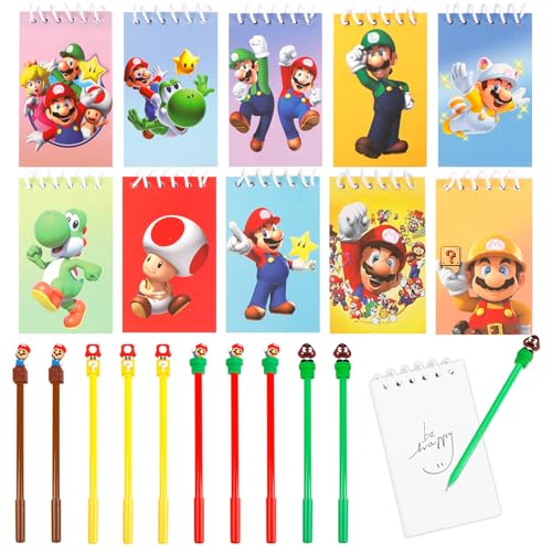 Dekewe Mari Schreibwaren Set 10 Pack Mini Cartoon Notizbücher mit Stiften Set Mitgebsel Geburtstag für Kinder Party Geschenke Mitgebsel für Geburtstage Goodie Bags & Schule Belohnungen