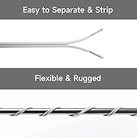 Vista 6 de Cable SPT-2 de 50 pies con certificación UL 18/2, conexión eléctrica, calibre 18, 2 conductores, cable de cobre trenzado de 2 pines con 4 enchufes