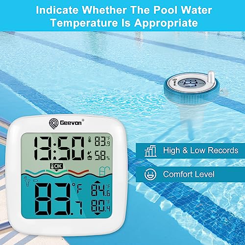 Geevon Wireless Pool Thermometer Floating Easy Read,Digital Pool Thermometer Wireless With Indoor Temperature Humidity Monitor, 3 Channels For Swimming Pool, Bath Water, Small Ponds And Hot Tubs #TOP5