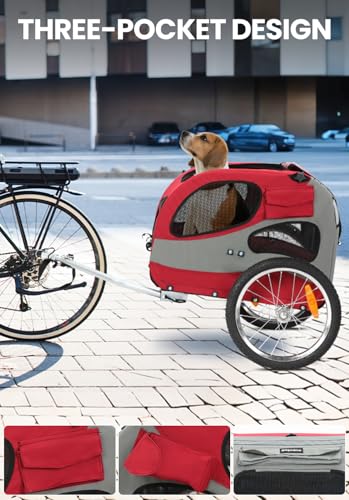 SEPNINE® Fahrradanhänger für Hunde, Hundeanhänger für Fahrrad - faltbar, mit Sicherheitsreflektoren, Aufbewahrungstasche, eingebauten Polstern und Sicherheitsseilen, maximale Tragfähigkeit 30 kg