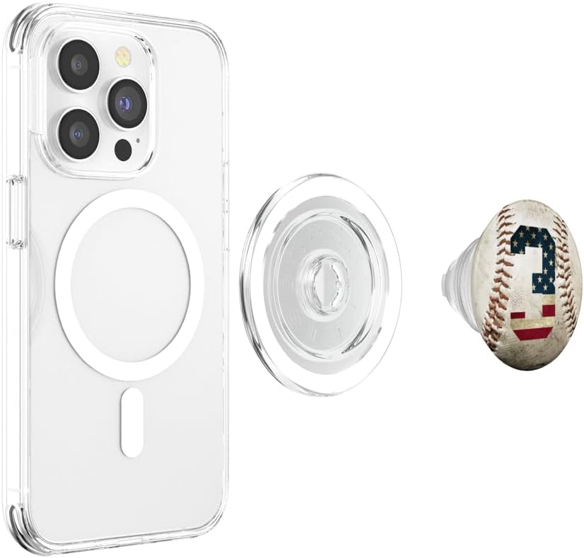 Baseball number 3 with American USA flag phone stand PopSockets PopGrip for MagSafe