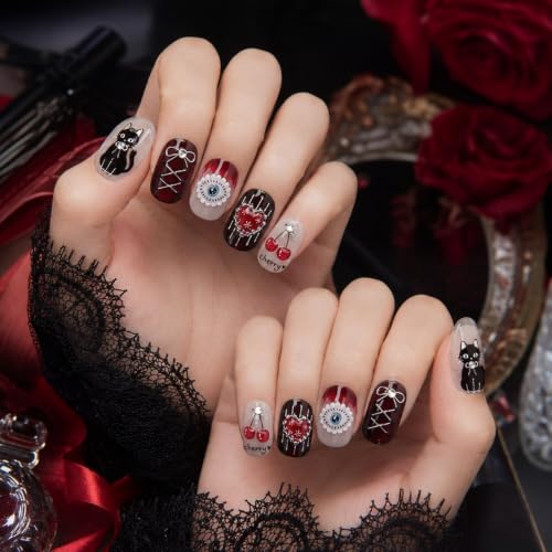 Image of Black Cat Nail Art Stickers Halloween Nail Stickers Gothic Nail Decals