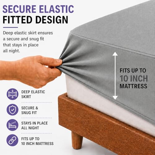 Image of Babylee 100% Waterproof King XL 78x72 Inch 6.5x6 Ft Fits Upto 10 Inch Mattress | Premium Terry Cotton Breathable Bed Protector | Mattress Cover for Double Bed | Grey