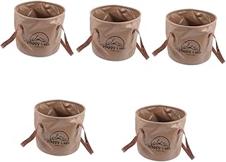 INOOMP Tanque de armazenamento de 5 peças pia portátil pia portátil de acampamento lavatório de acampamento jarro de água dobrável balde de água bacia dobrável bolsas de água profissionais bolsa de água dobrável PVC cáqui