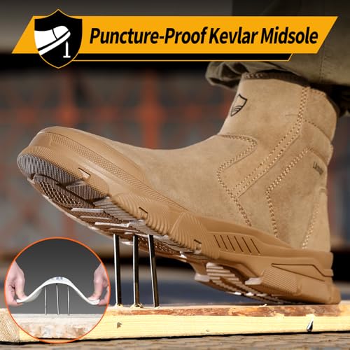 Water-resistant Work Boots for Men Comfortable Mens Steel Toe Shoes Lightweight Safety Toe Shoes for Men Indestructible Soft Work Shoes Construction Boots for Warehouse3