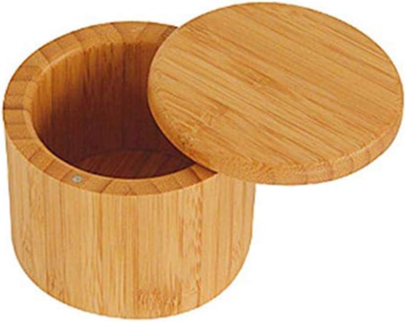 Salt & Pepper Spice Box with Magnetic Closure,Round Bamboo Wood Spices Storage,Kitchen Storage Case,Environmentally Friendly,Spice Jar Bamboo salt Container Lid