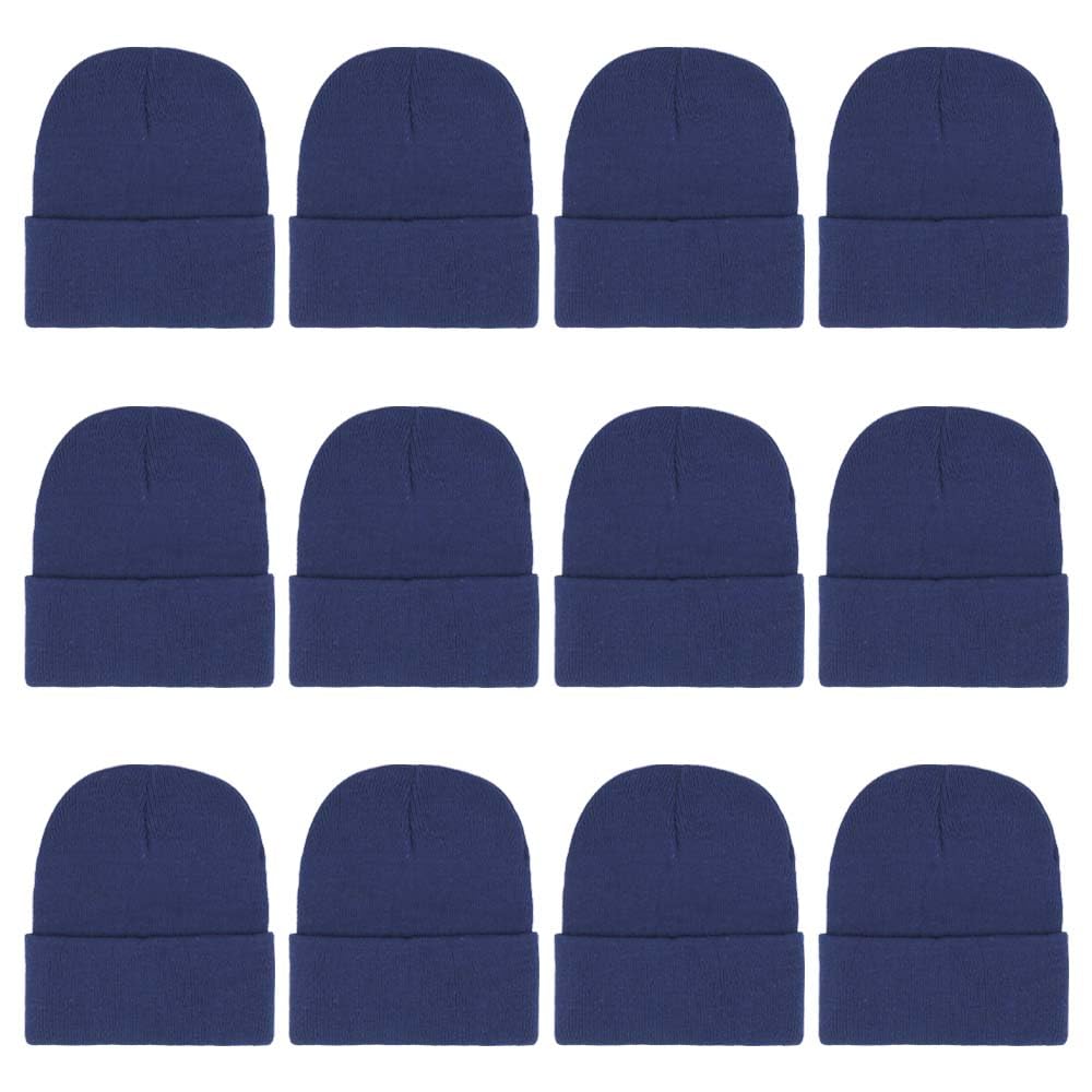 ZH12-Pack Knitted Winter Beanie Hats for Men and Women, Warm and Cozy Cuffed Skull Caps, Bulk Purchase