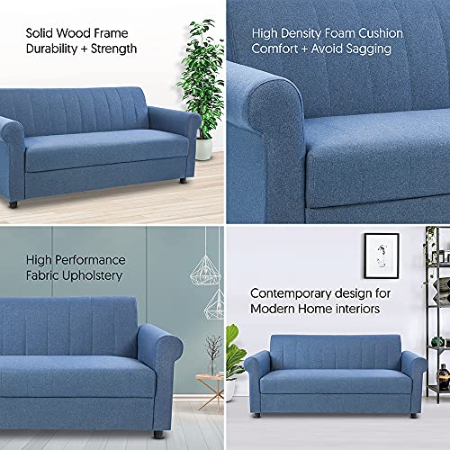 Wipro Furniture Fabric Sofa 3 Seater Blue