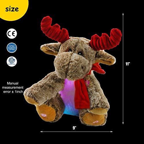 Bstaofy LED Musical Reindeer Stuffed Animal Light up Plush Toy Soft Adorable Singing Animate Pals for Kids, 11'' - Thumbnail 2
