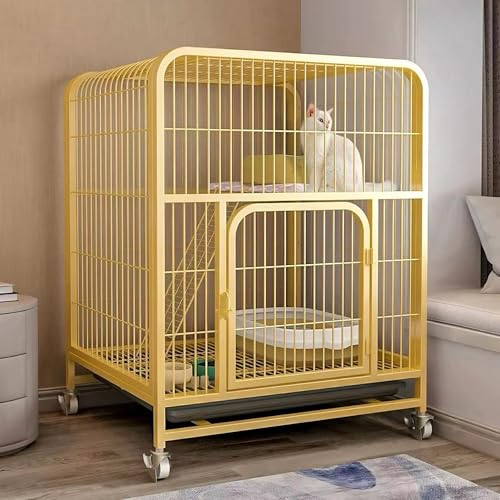 Cage pour chat premium : maison métallique durable à double niveau pour le confort des animaux