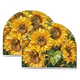Servilletero acrílico con girasoles para pícnic, bar, rústico, independiente, decoración del hogar para cóctel de granja, paquete de 2