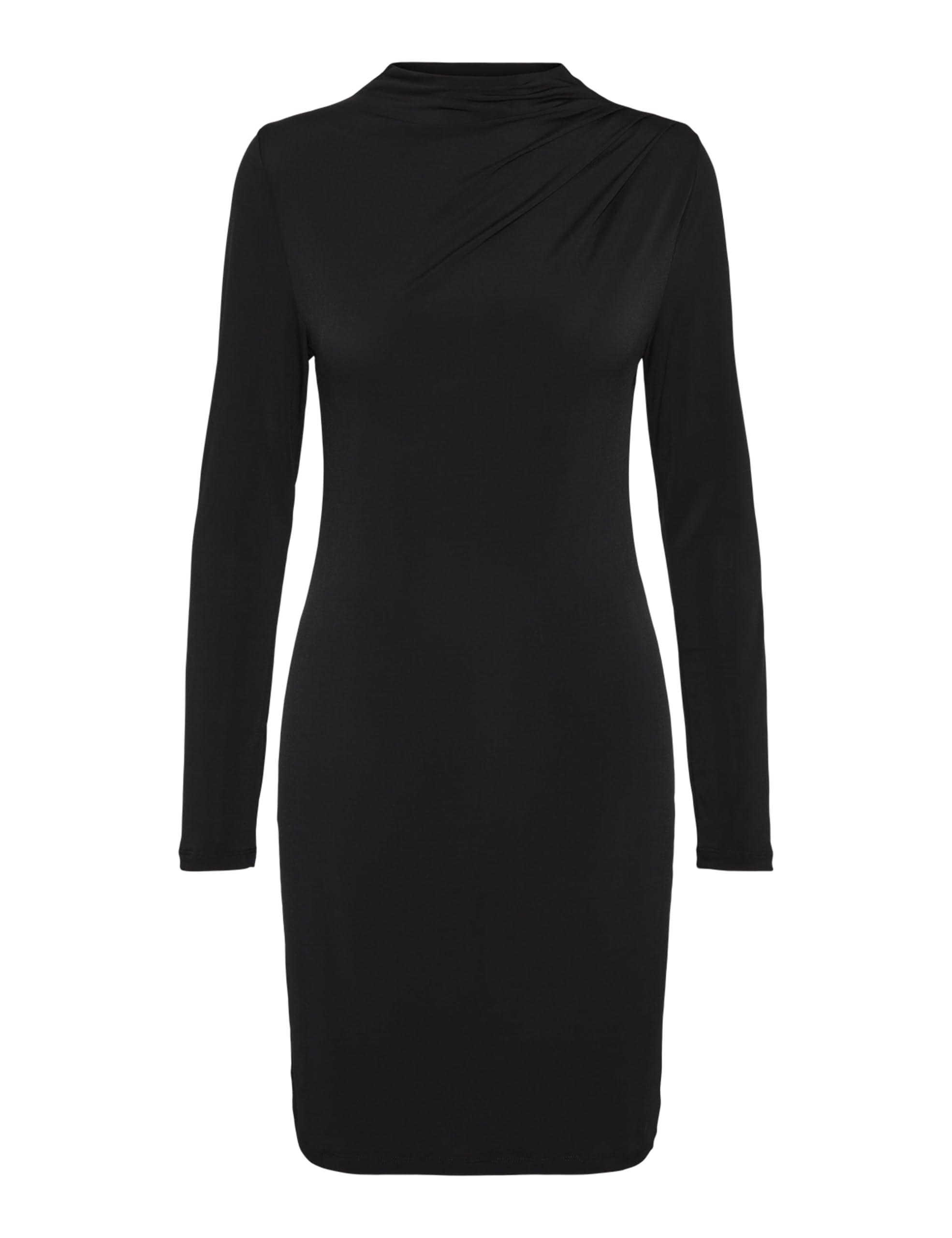 PIECES Women's Pcmadison Ls Draped Dress Noos Bc, Black, XS
