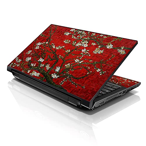 Image of LSS 17 17.3 Inches Laptop Notebook Skin Sticker with 2 Wrist Pads - Reusable Cover Protector Vinyl Sticker Cover Decal Fits 17 inch - 19 inch HP Asus Acer Samsung - Red Almond Trees Pattern