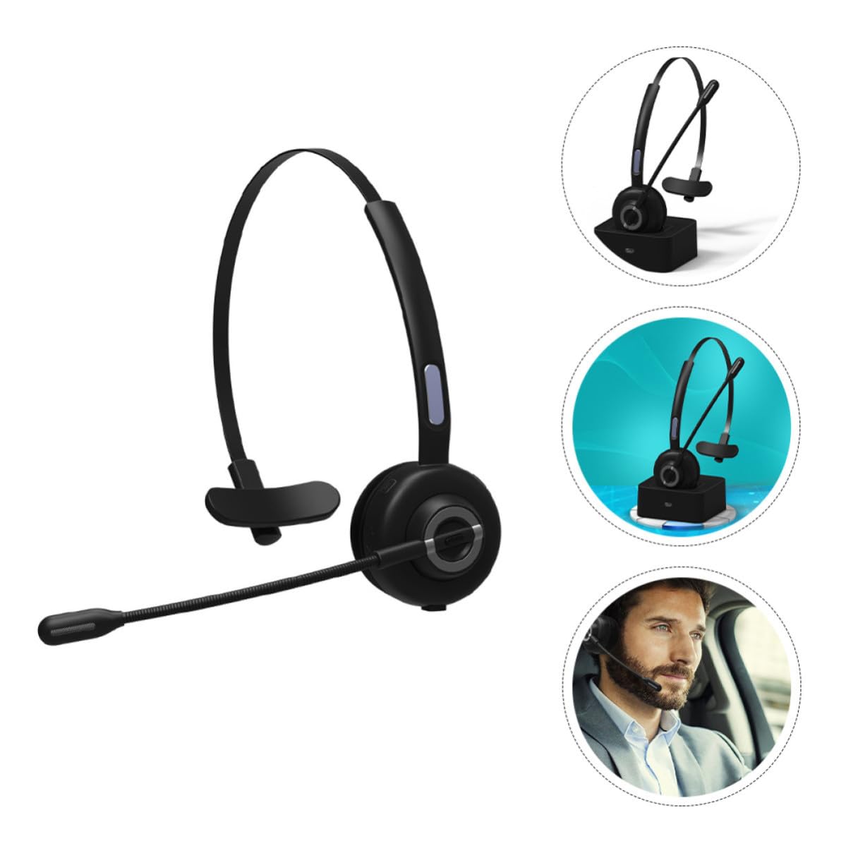 Auriculares Inalámbricos Versión 5.0 para Ordenador Conexión Libre, Diseño Cómodo y Suave, Ideales para Ocio y Fitness, Color Negro