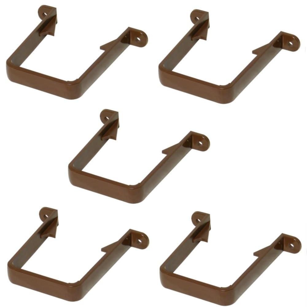 Downpipe Brackets - Square Drain Pipe Clips - 5 Pack Brown